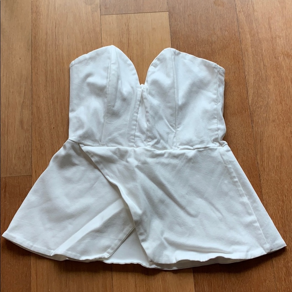 White peplum strapless top